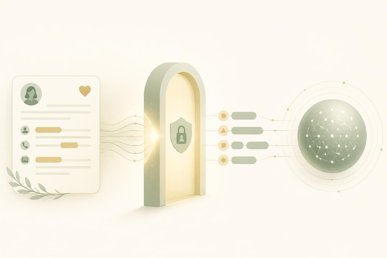 A donor request with name, gift amount, family and email tokenized before the prompt reaches the language model.