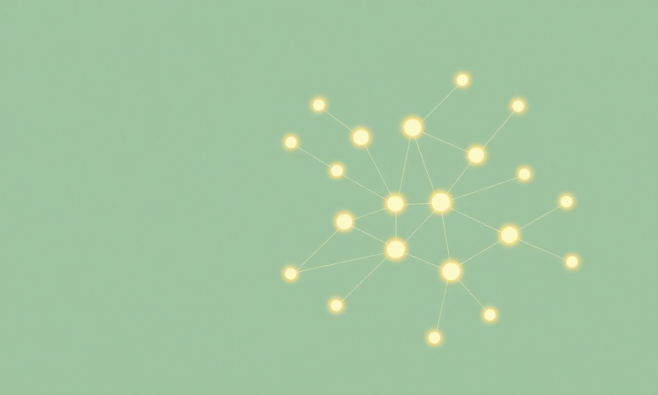 Abstract knowledge graph illustrating fundraising intelligence — donor relationships connected as a network of nodes.